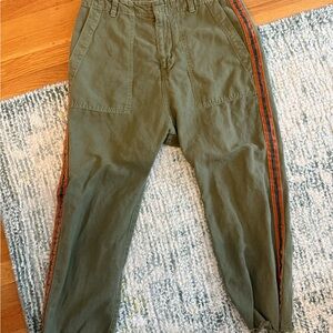 Women's Olive Green Pants with Orange Stripe